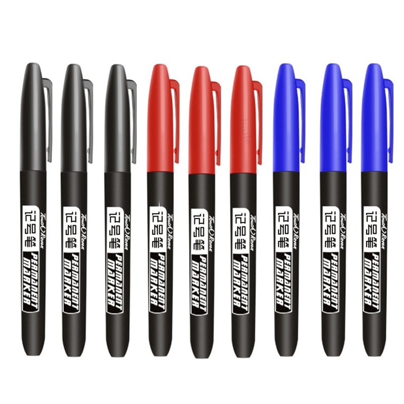 Haile Waterproof permanent Marker Pen Black Blue Red Ink 1.5mm Fine Color DIY Art Marker Pens Student School Office Stationery