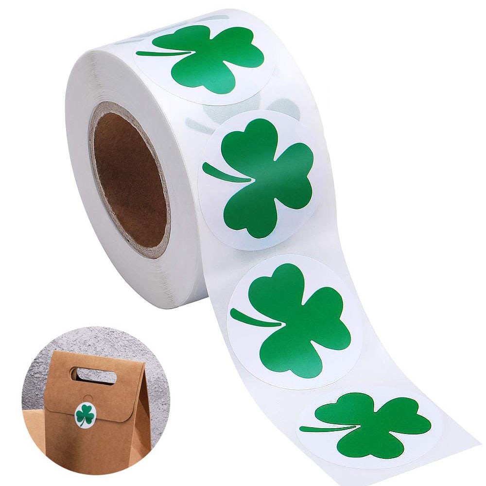 500 Pcs Lucky Clover Stickers Roll Birthday Present Decoration Stickers Journal Scrapbooking Label Stationery Supplies Stickers