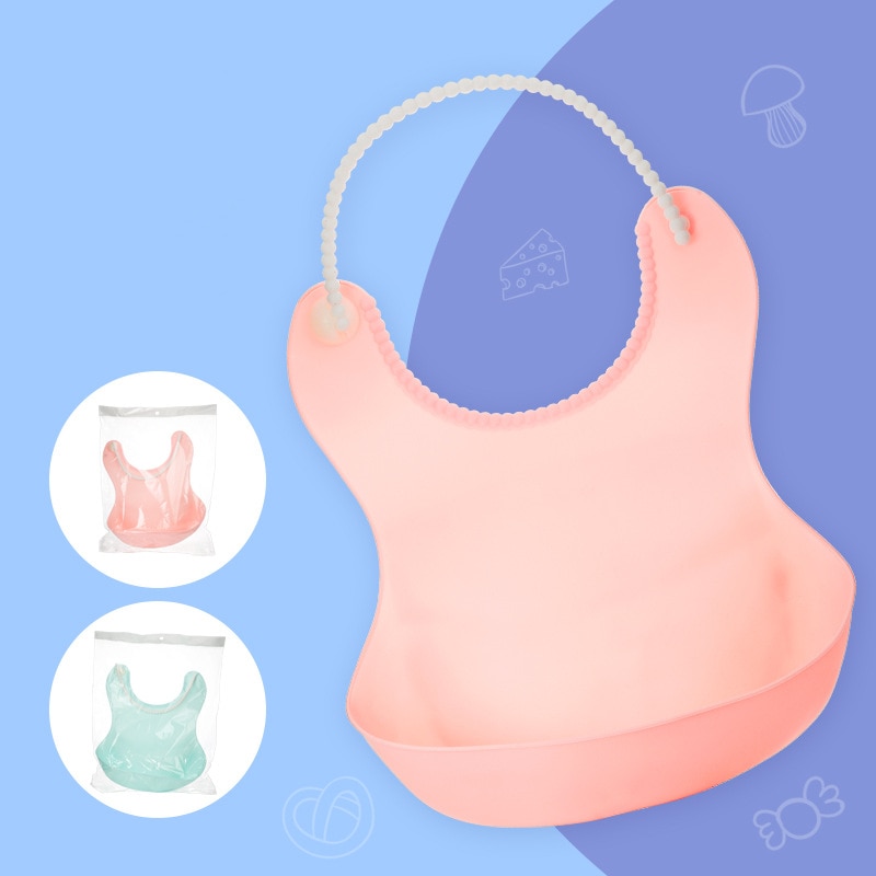 1pc Silicone Bibs For Kids Newborn Candy Color Baby Feeding Tableware Waterproof Baby Bibs For Toddler Breakfast Feeding