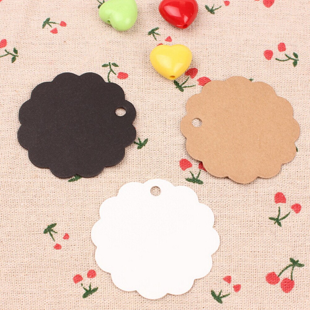 100Pcs Flower Round Kraft Paper Hang Tags Wedding Party Favor Label Gift Cards