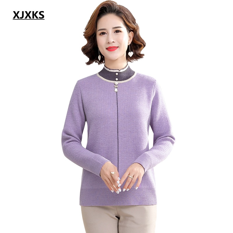 XJXKS High-end plus velvet thick women turtleneck sweater 2021 winter new loose plus size women cashmere sweater