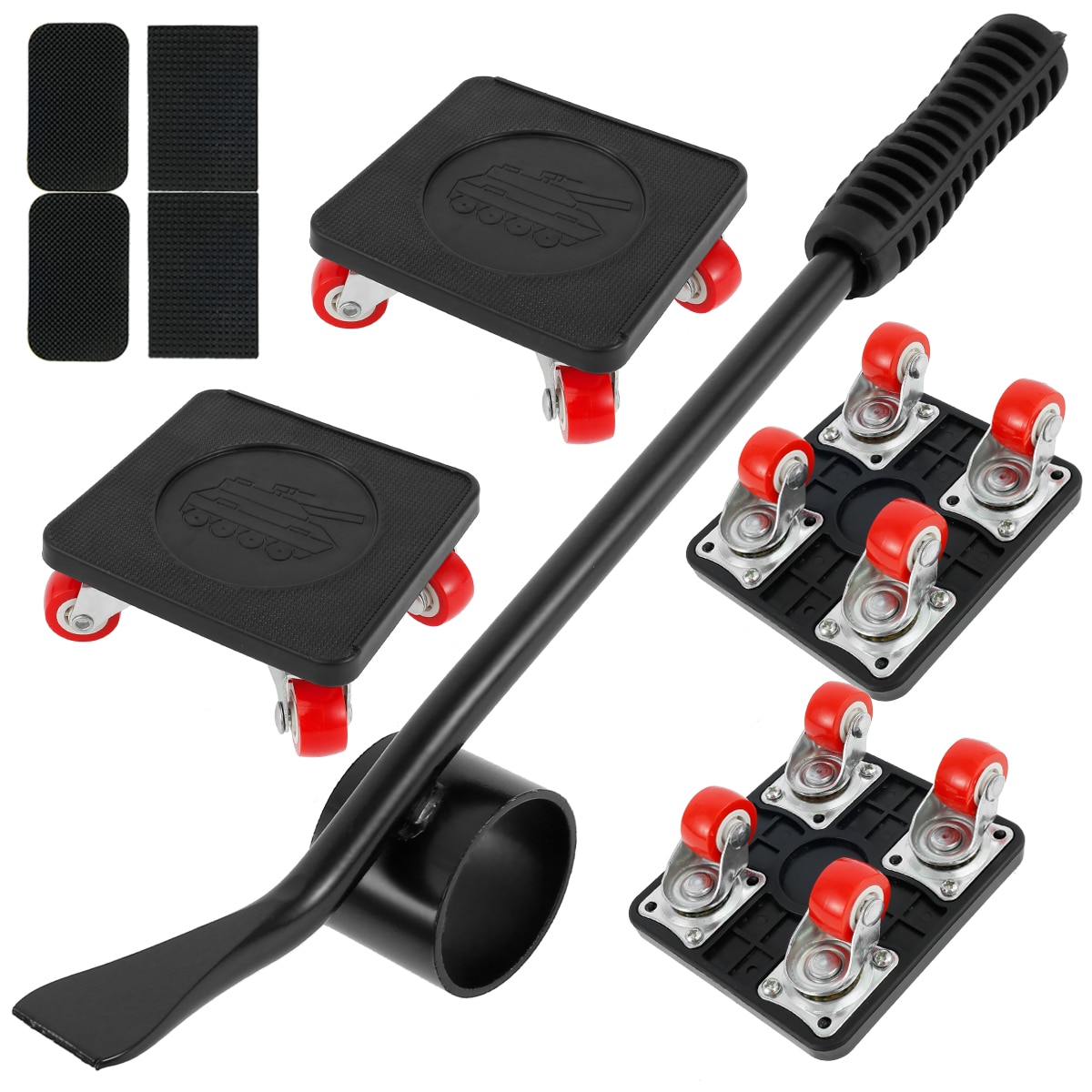 5 pcs Furniture Mover Set Transport Lifter Heavy Stuff Moving 4 Wheeled Mover Roller with Wheel Bar Moving Device Tools