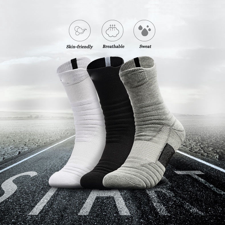 1 Pairs Sport Anti Slip Socks Men Running Basketball Sock Breathable Cycling Walking Women Outdoor Sock Cotton No Sweat Sock