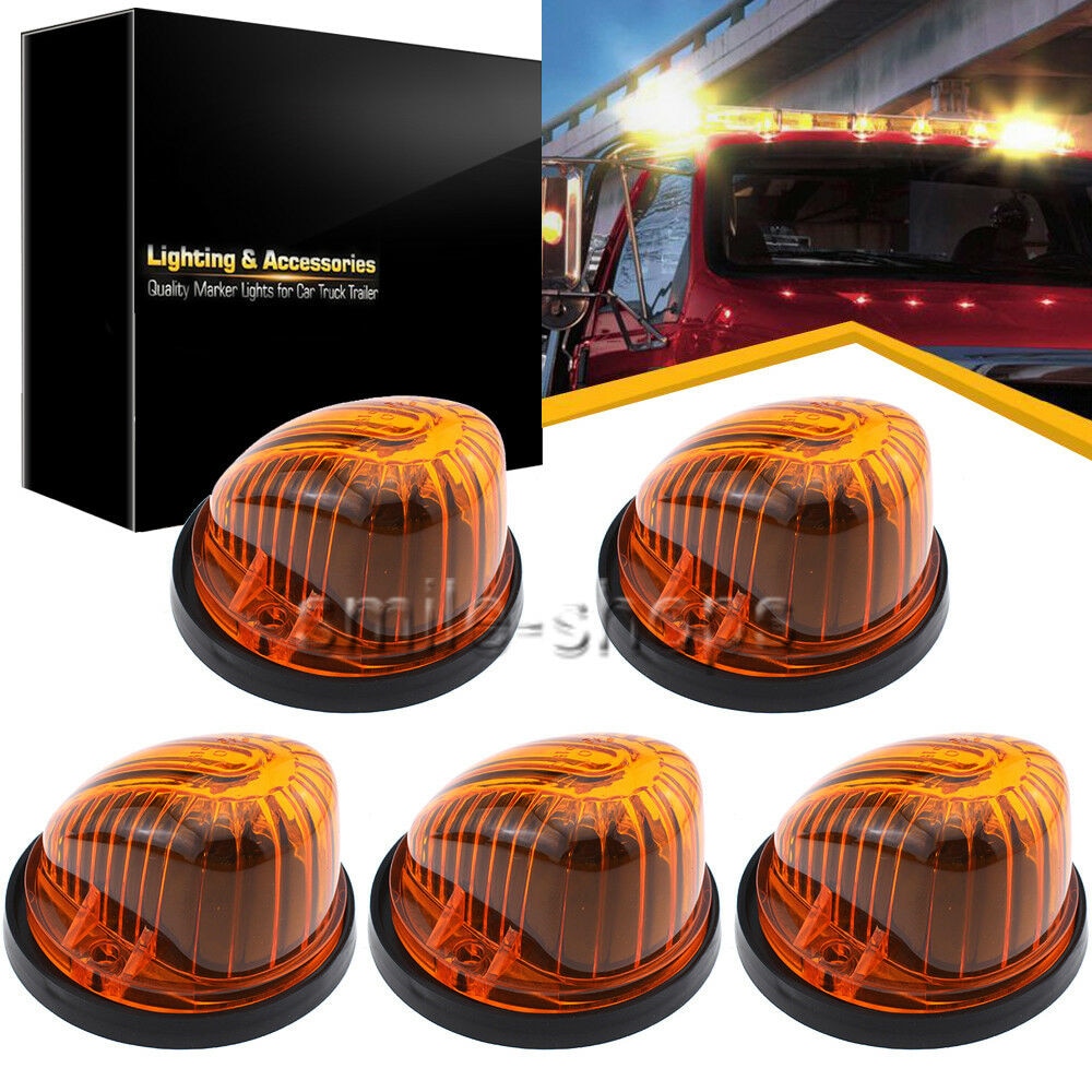 For 73-87 Chevy Gmc C/K Amber Cab Clearance Marker Light Covers + Base Housing