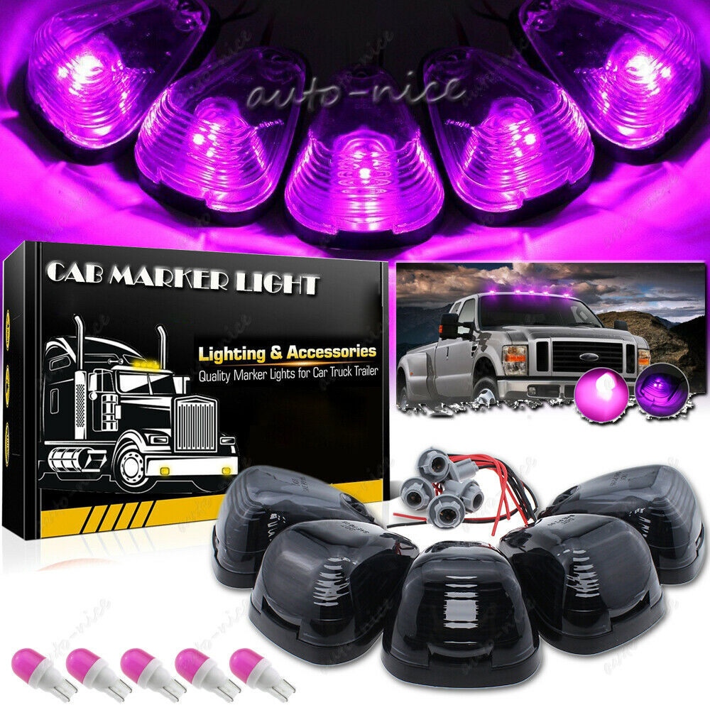 Smoke Roof Running Lights Cab Marker + Pink Purple Led Kit For Ford F-350 E-450