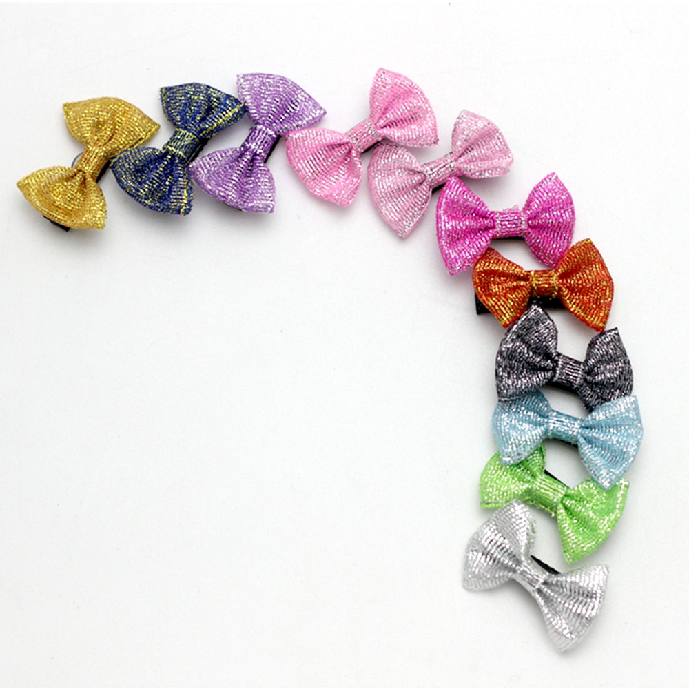 1.6" Small Shiny Ribbon Bow Hairpin for Baby Girls Barrettes Newborn Fine Wispy Hair Mini Latch Girls Hair Clip Pet Headwea