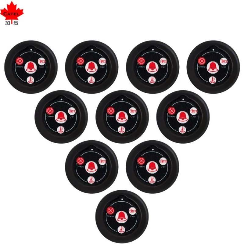 CATEL 10 pcs of Russian Wireless Calling System Call Button Transmitter Paging Pager for Restaurant Waiter Service Bell Buzzer