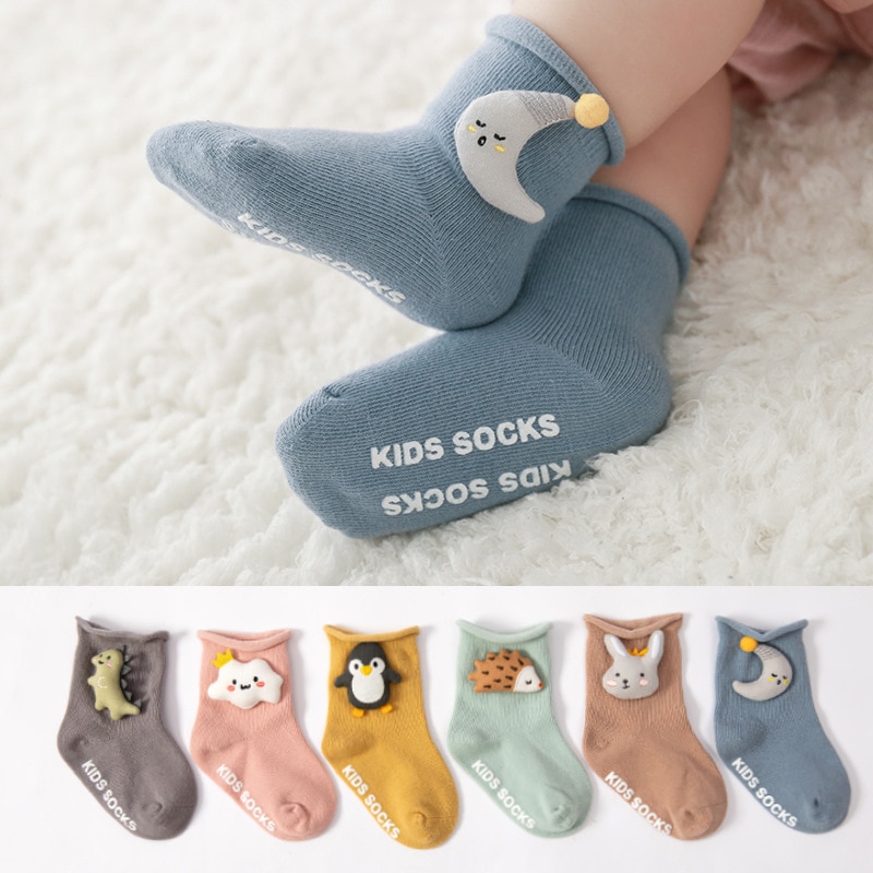 Children's Socks Cute Cartoon Dolls Baby Socks Boys Girls Casual Socks Anti Slip Loose Mouth Pure Cotton Kids Floor Socks