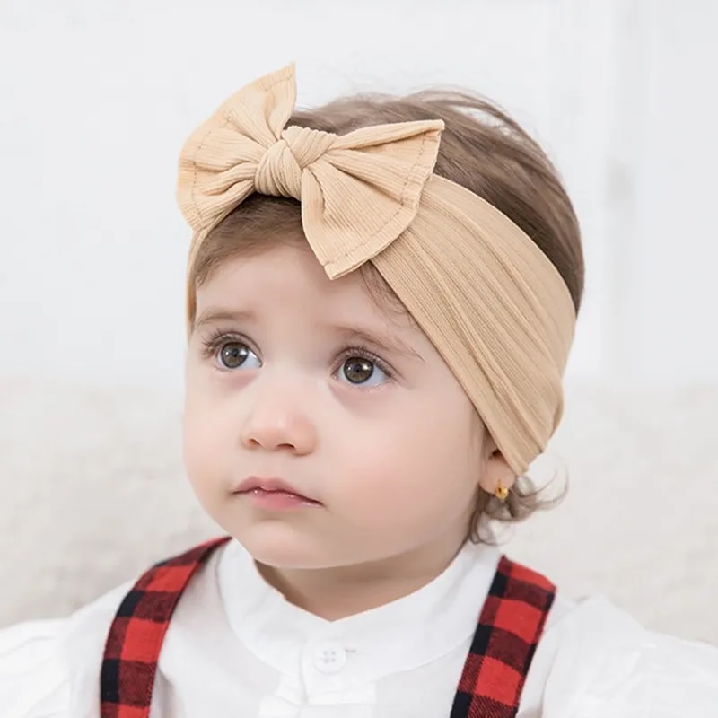 Soft Stretchy Newborn Baby Ribbed Headbands Girl Elastic Hairbands Bow Knot Turban Toddler Head wrap Autumn Kid Hair Accessories