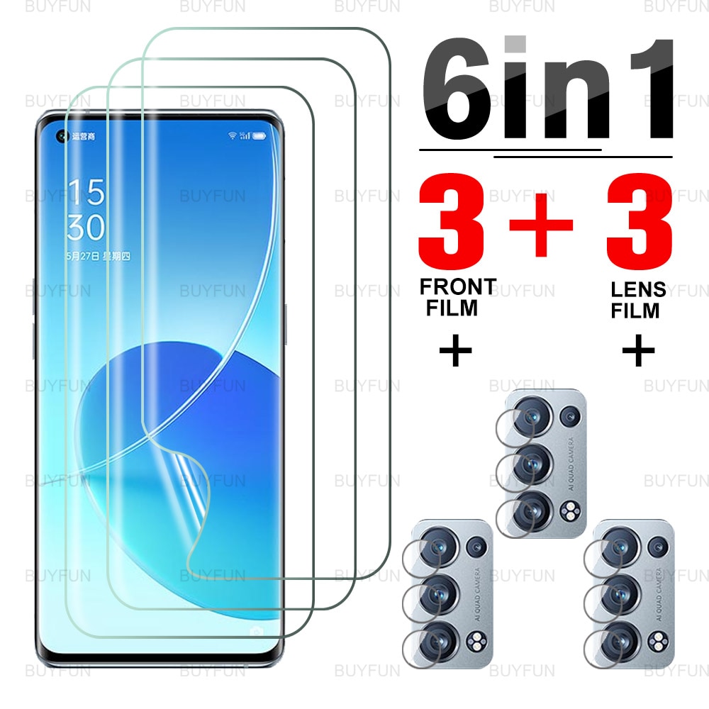 6in1 Hydrogel Film For Oppo Reno6 Pro Plus 5G Anti-fingerprint Soft Film For Oppo Reno 6 Pro Reno6 Z camera lens protective film
