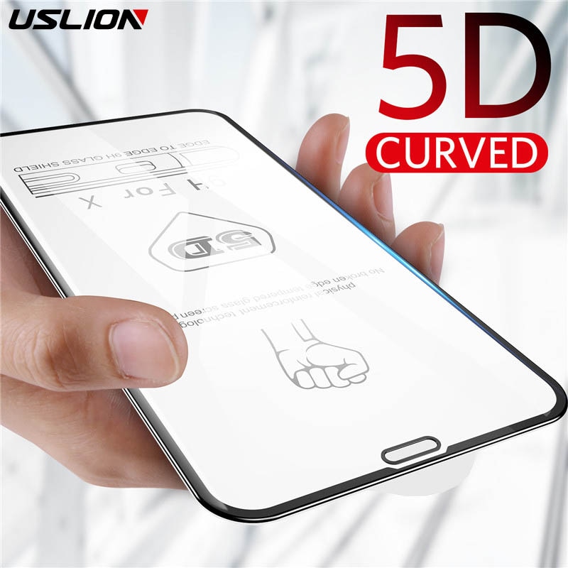 USLION For iPhone 13 12 11 pro XR 7 Plus XS Max Screen Protector Protective Glass For iPhone 6 6s X Glass Film 5D Tempered Glass
