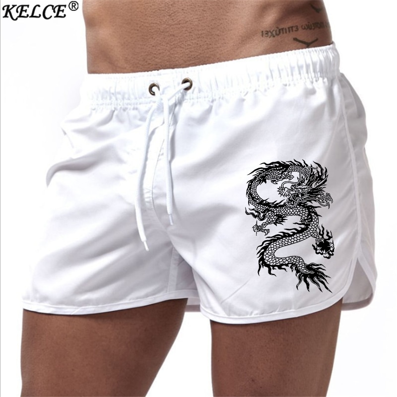 Summer Men's Hot Shorts Chinese Dragon Printed Shorts Men's Breathable Leisure Beach Jogging Surf Rope Running Pants