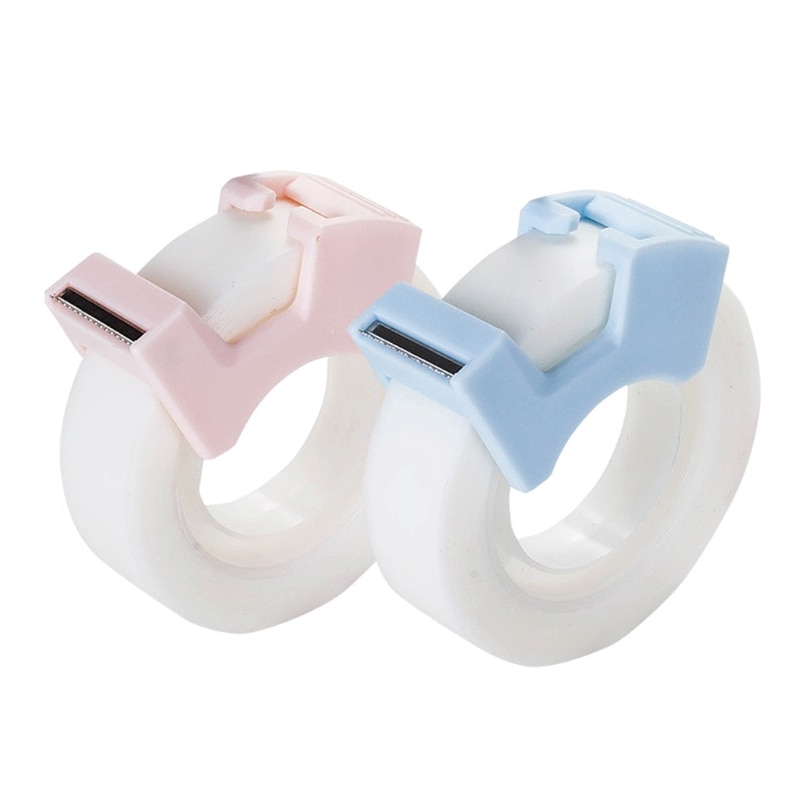 E8BE 2Pcs/Pack Invisable Tapes Writable Sticky Index Roll with Refillable Tape Cutter