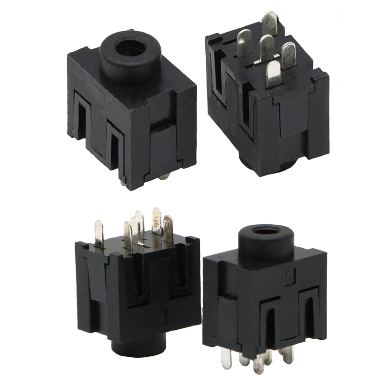 10pcs pj-333-5p 3.5mm Female Audio Connector 5Pin DIP Stereo Jack Socket Audio Jack Connector PJ333-6p