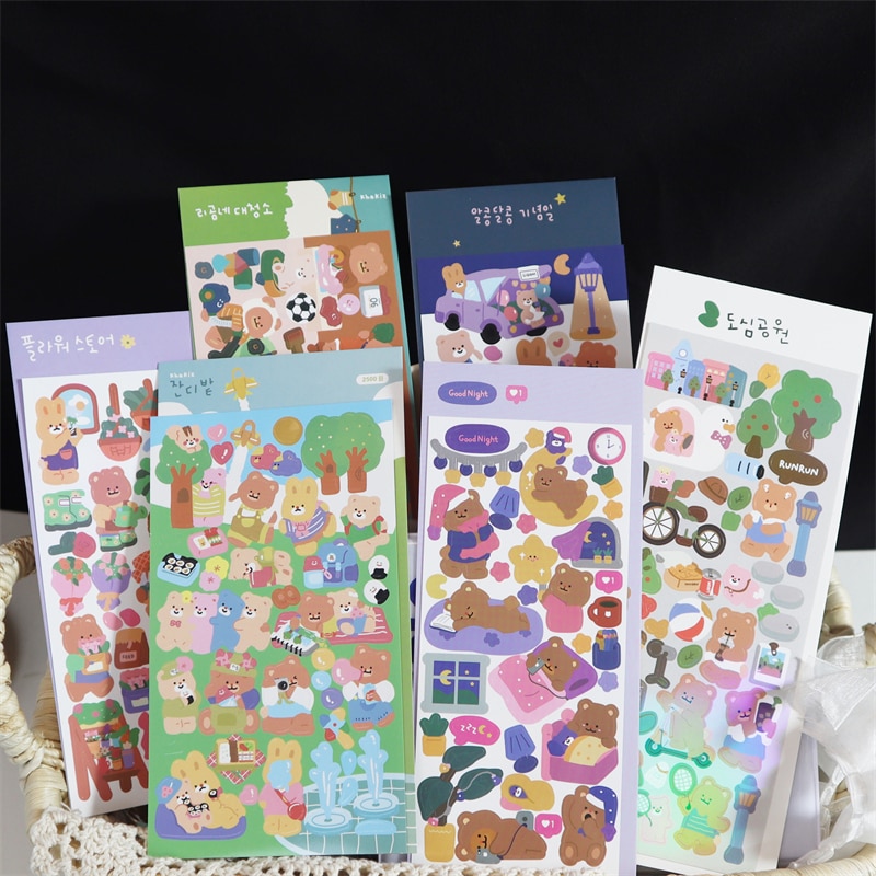 Kawaii Bear Stickers Scrapbooking Hand Account Sticker Creative Mobile Phone Cute Decoration Material Stationery School Supplies