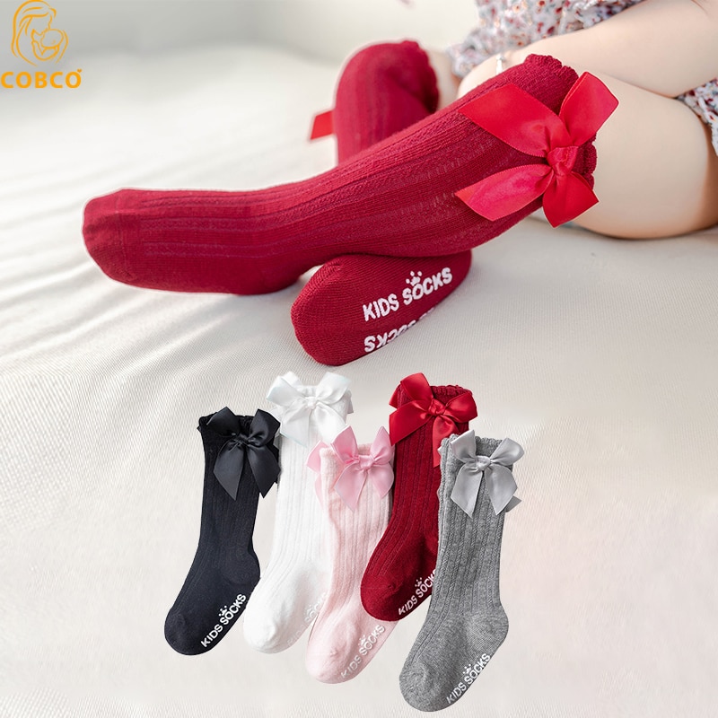 Newborn Baby Girls Socks New Kids Socks Toddler Girls Big Bow Knee High Long Soft Cotton Lace Baby Socks Children Princess Socks