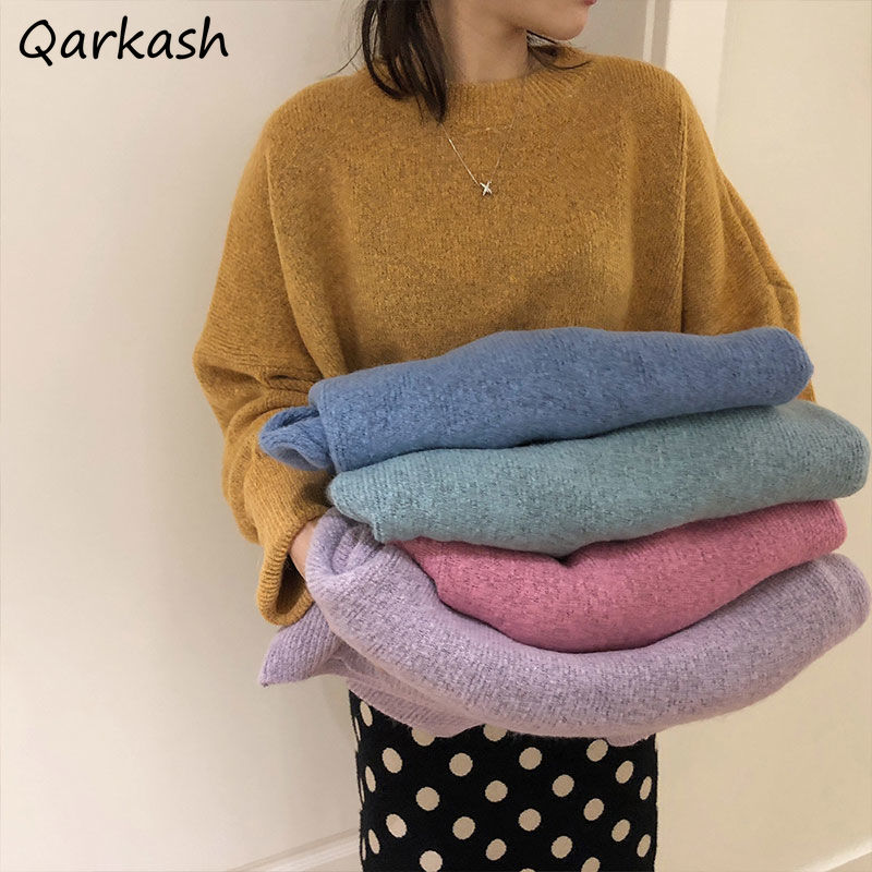 Pullovers Women Loose Solid Sweet College Autumn Cozy All-match Ulzzang 5 Colors Sweaters Ladies Casual Fashion Tender Vintage