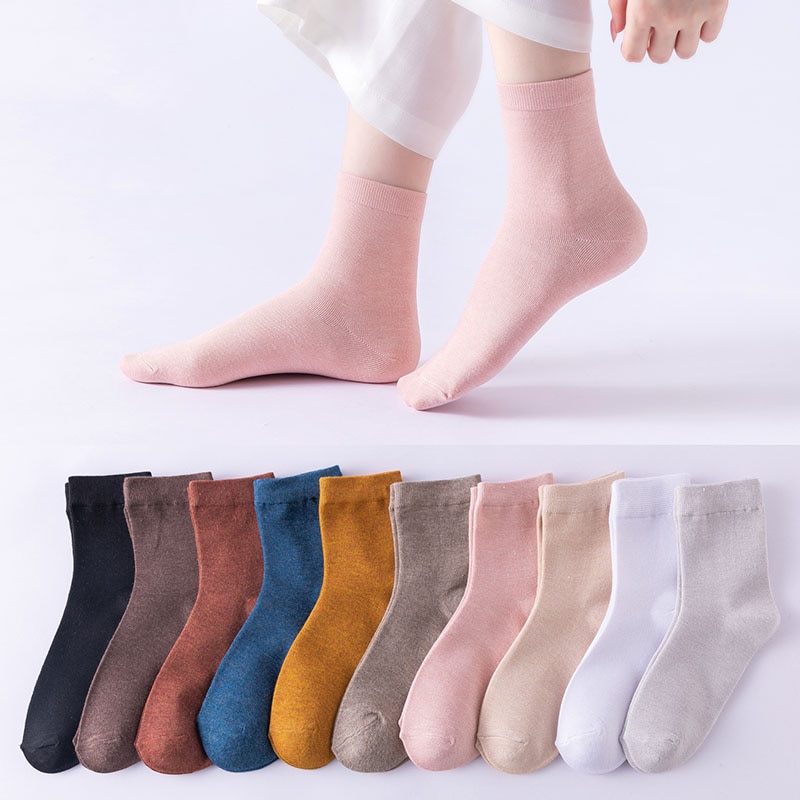 5 Pairs Spring Women's Socks Harajuku Solid Thin Candy Color Colorful Bamboo Fiber Socks Comfort Ladies Female Sock Meias W
