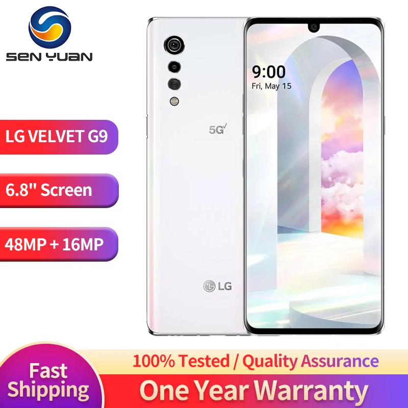 LG VELVET G9 G900TM G900N 5G Mobile Phone 6.8'' NFC 6GB+128GB 48MP+16MP Octa Core Andriod SmartPhone 4G LTE 1/2 Sim Ce