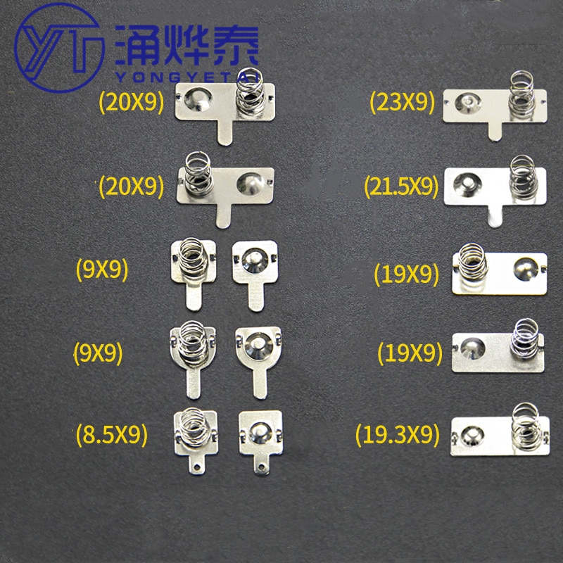 YYT 20PCS Battery spring AAA battery sheet 9*8/8.5/9/10/19/20MM spring battery positive and negative single bipolar
