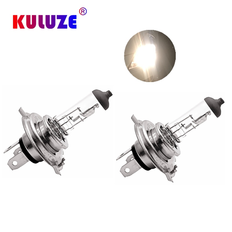 2Pcs H4 12V55W Automobile Bulb 3200K Clear Headlamp 12V 60/55W P43t High And Low Light Quartz Car Light