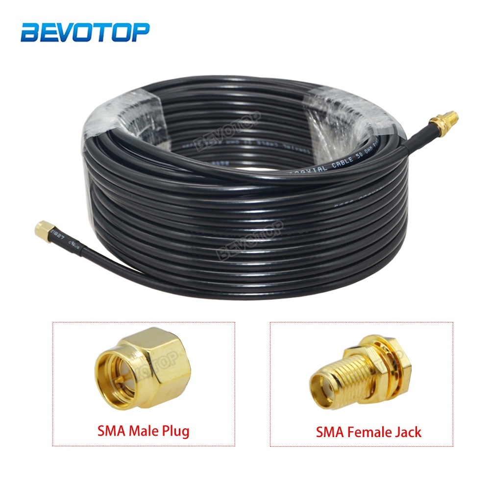 1Pcs RG-58 SMA Male Plug to SMA Female Jack RG58 Cable 50ohm RF Coaxial Pigtail WiFi Antenna Extension Cord Connector Adapter