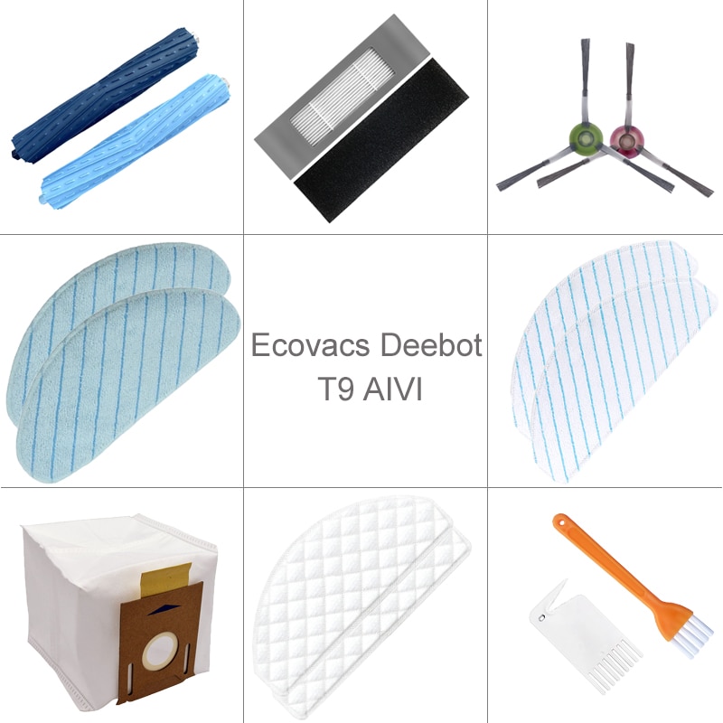 Dust Bag Main Brush Disposable Mop Cloth Parts For Ecovacs Deebot T9 AIVI Vacuum Cleaner Hepa Filter Side Brush Accessories
