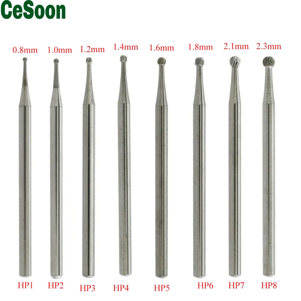 Cesoon 5Pcs/Box Dental Carbide Bur Round Drill Low Speed Straight Handpiece HP1/HP8 Dentist Polishing Supplies Dentistry Tools
