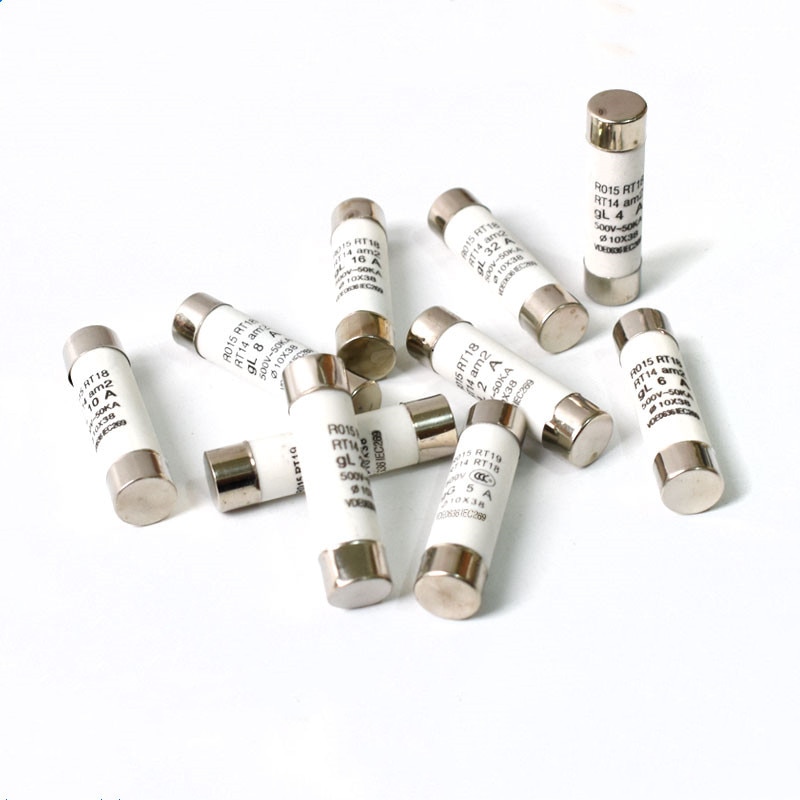 10PCS RO15 Ceramic fuse tube RT14 RT18 10X38mm 500V/ 0.5A/1A/2A/3A/4A/5A/6A/8A/10A12A16A20A25A32A