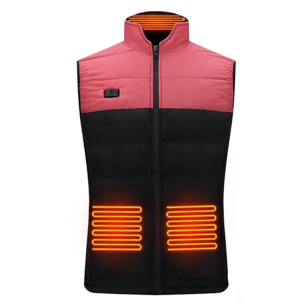 Men Waistcoat Sleeveless Stand Collar USB Heated Thicken Warm Double Switch 4 Heating Areas Unisex Waistcoat Thermal Winter