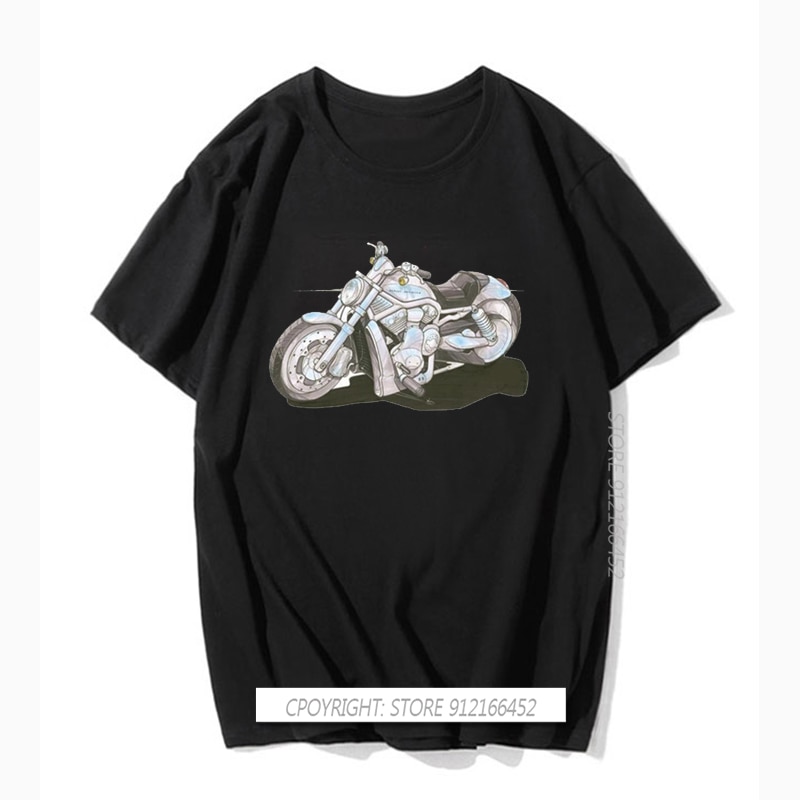 New Men's Fashion Men Summer Style American Classic Motorcycle Fans V Rod Printing Koolart Cartoon Design White T-Shirts Te