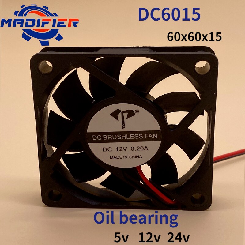 Dc6015 Cooling Fan Oil Bearing 5v12v 24V Power Supply Charger Mute Fan 6cm