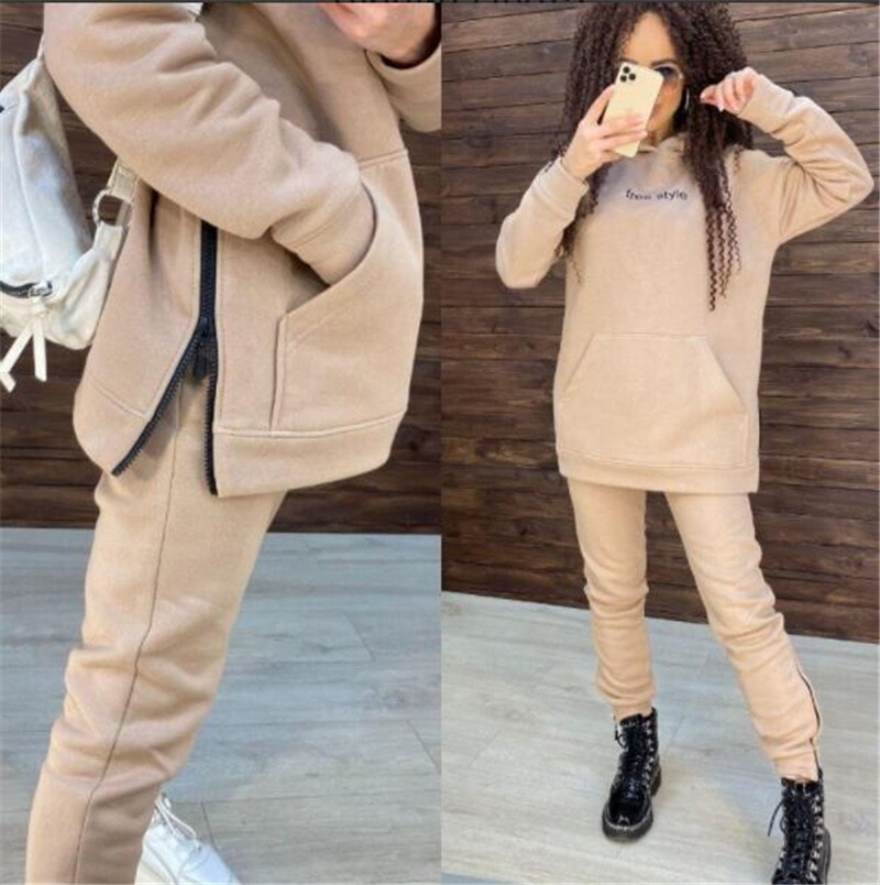 Winter Two Pieces Tracksuit Women's Warm Oversized Sweatshirt Hoodies Chandal Ropa De Mujer Sports Jogging Suits Female Set