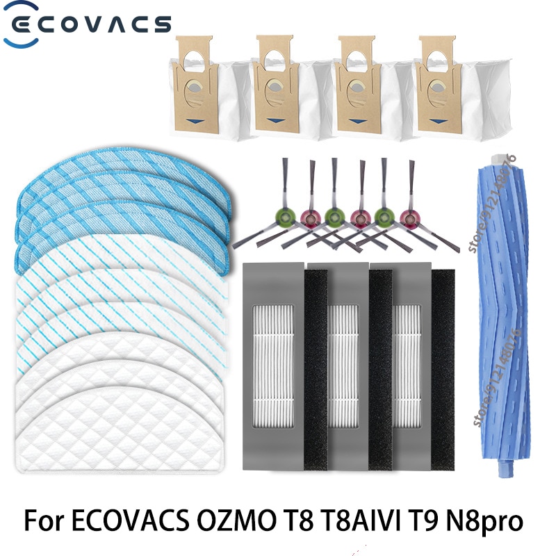 Main Brush Side Brush HEPA Cleaning Cloth for ECOVACS DEEBOT OZMO T8 T8 AIVI T9 T9 AIVI Robot Vacuum Cleaner Accessories