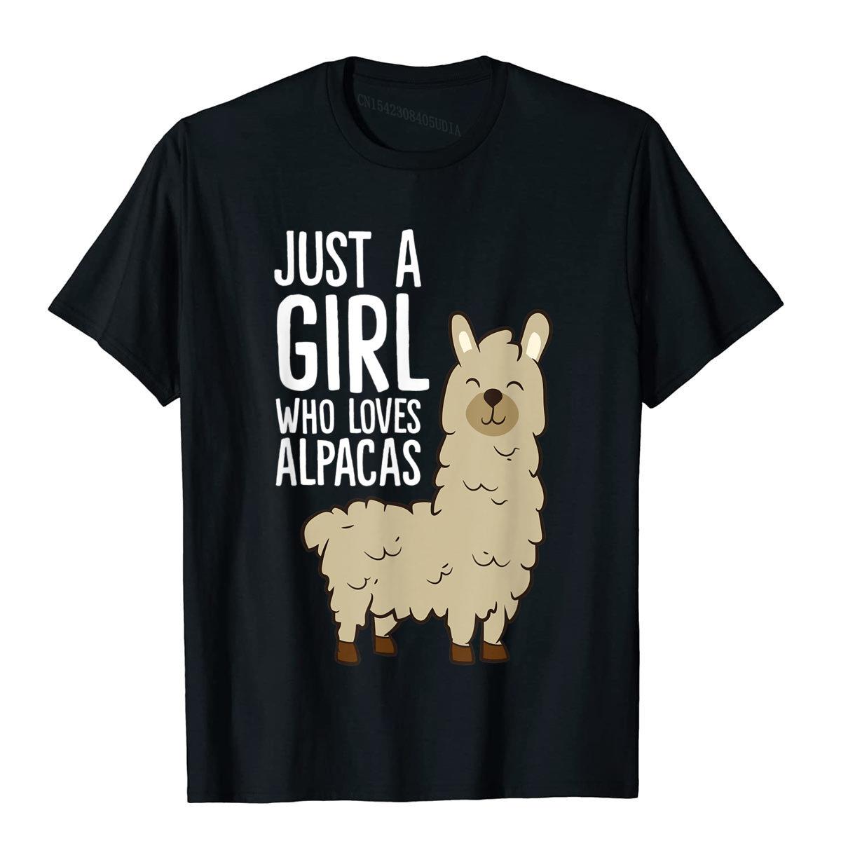 Alpaca Girl Just A Girl Who Loves Alpacas T-Shirt Cotton Tees Harajuku Oversized Streetwear Crazy New Coming Gift Top T-Shirts