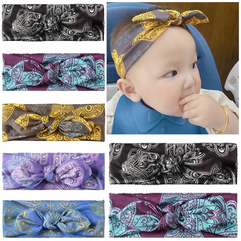 Newborn Headband Baby Accessories Printed Rabbit Ears Children Headband Baby Bow Hairband Headwear Children's turban