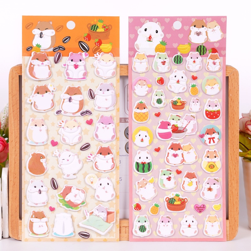 1pcs Kawaii Stationery Stickers Hamster foam sticker Junk Journal Diary Planner Decorative Mobile Sticker Scrapbooking