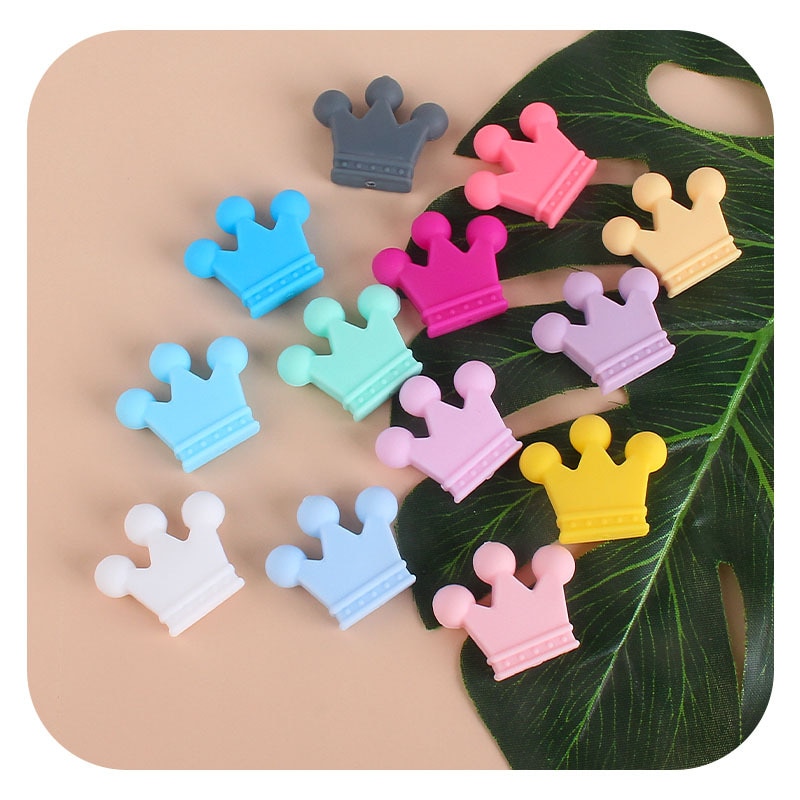 2ps Baby Pacifier Chain Accessories DIY Crown Silicone Beads Baby Molar Bracelet Anti-dropping Nipple Pacifiers Accessories
