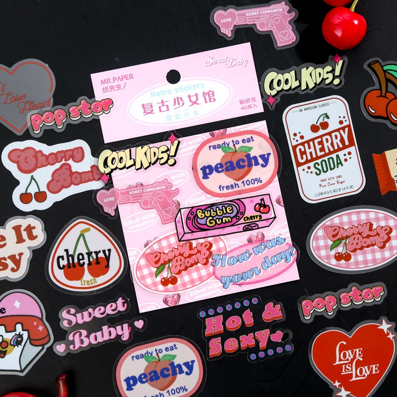 40 pcs/pack Retro Girls' Hall Series Decorative Stickers Cute Scrapbooking Label Diary Stationery Album Phone Journal Plann