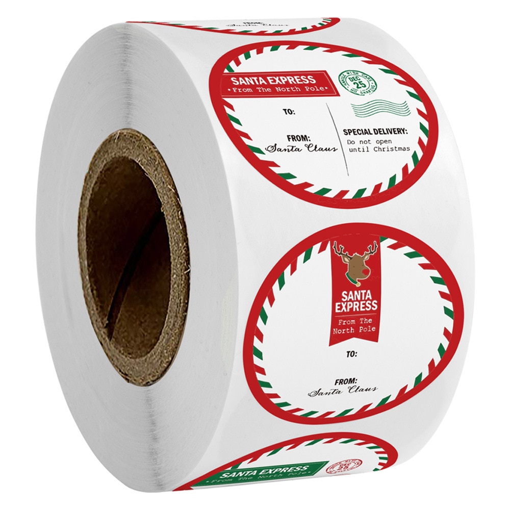 50-500pcs New Year Christmas Tree Elk Candy Bag Sealing Sticker Christmas Gift Box Label Sticker 1 inch