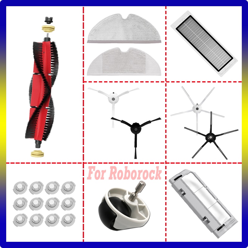 All Robot Accessories for Xiaomi Roborock S5 S6 Max Pure S60 S55 S50 E25 Vacuum Cleaner Rolling Brush Side Brush HEPA Filter Mop