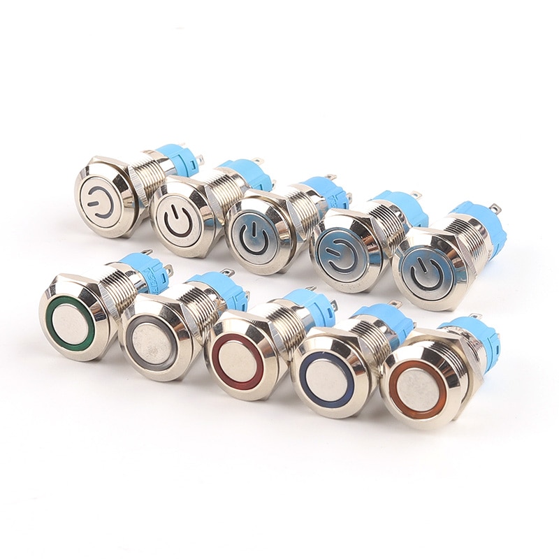 22mm 4 Pin Waterproof Metal Push Button Switch LED Light Momentary Latching Car Engine Power Switch 6V 24V 220V