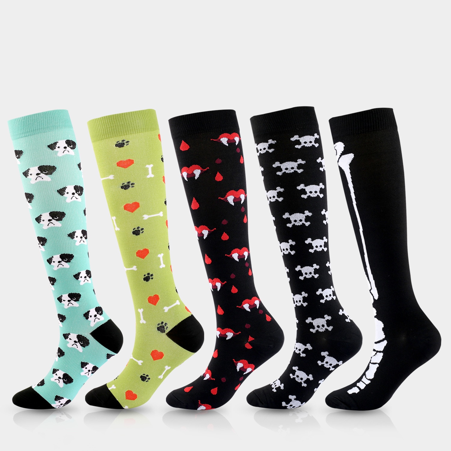 Running Men Women New Compression Socks Halloween Cat Dog Animal Prints Unisex Outdoor Running Cycling Long Pressure Stockings
