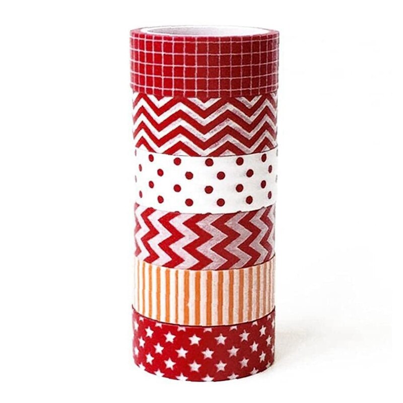 6 PCS Rolls Washi Tape Set Hand Account Diary Decoration Tape Scrapbook Stickers DIY Crafts Decor Gift Supplies