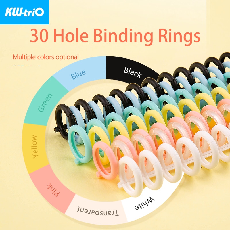 Plastic 30 Hole Loose Leaf Clip Ring with Diameter of 12mm 5pcs and Length of Cuttable Diy Paper Notebook Album Office Supplies