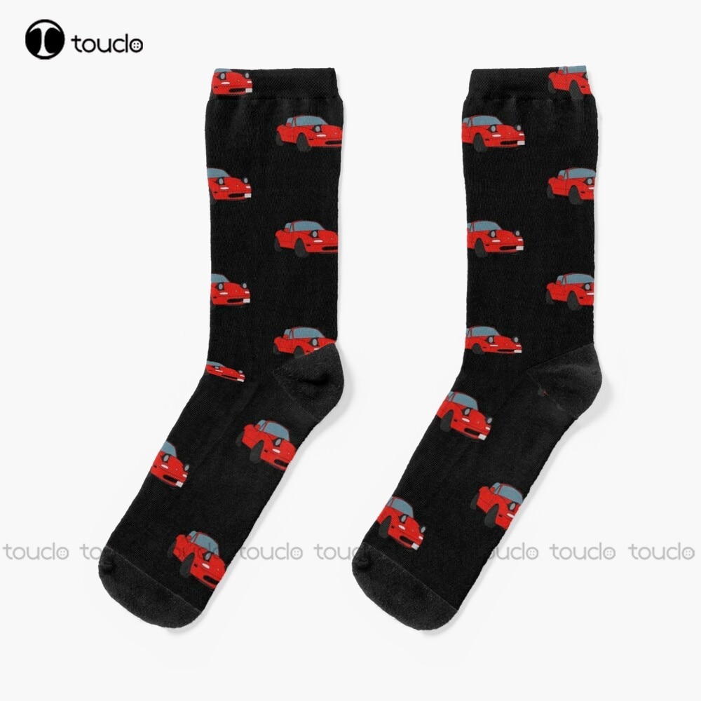 Maz Miata Mx5 1990 Vintage Car Red Socks Warm Socks Personalized Custom Unisex Adult Teen Youth Socks Halloween Christmas Gift