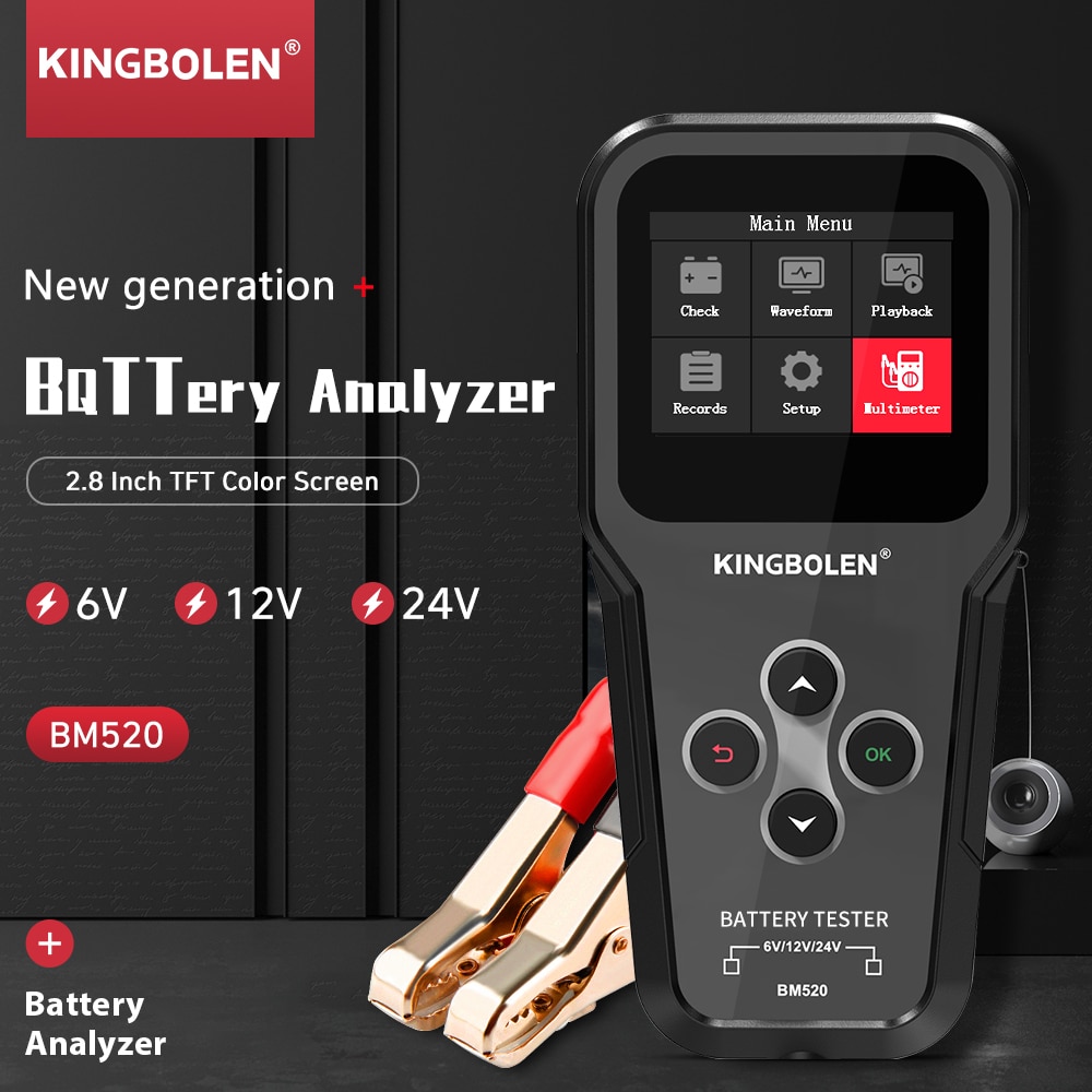 BM520 Auto Battery Analyzer For 6V 12V 24V Car Battery System Monitor Motor/Car/truck 100-2000 CCA Battery Diagnostic Tool