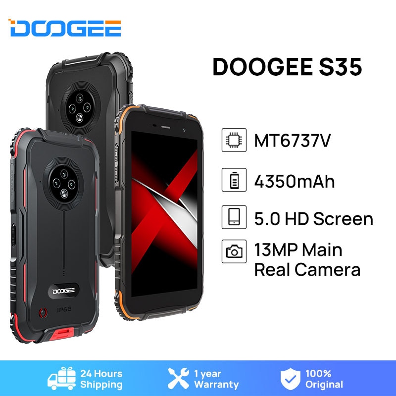 2021 DOOGEE S35 Rugged Phone Sony 13MP Triple Camera Mobile Phones 360 All-Round Protection 3GB+16GB Cellphone 4350mAh