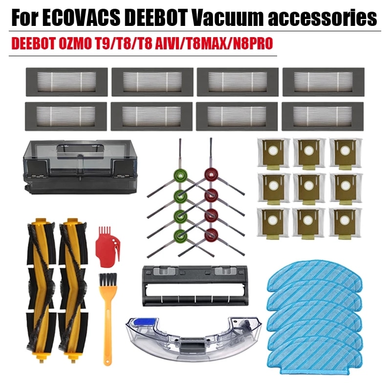 For ECOVACS T9 AIVI accessories original uneven bags eco dust bag Mop rag HEPA filter robot DEEBOT OZMO T8 vacuum cleaner parts