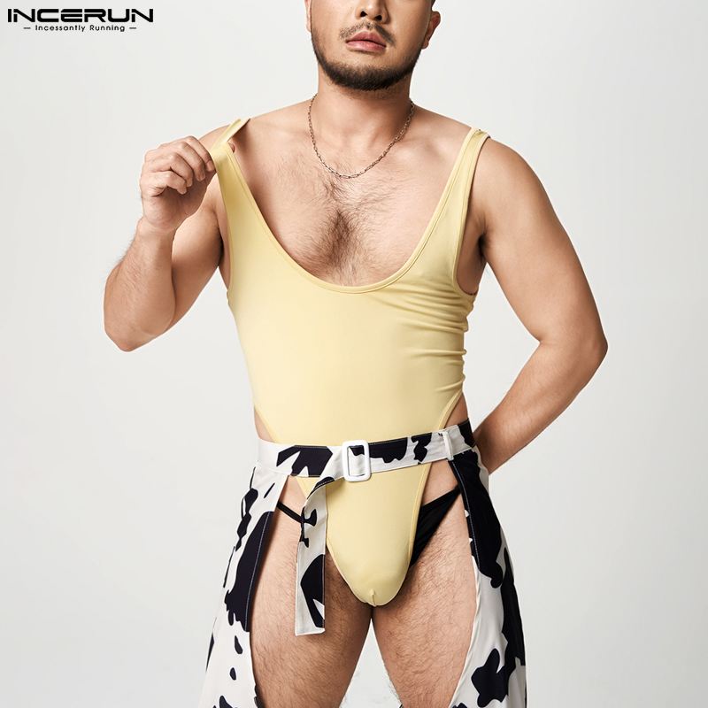 Comfortable Homewear Sexy Men Jumpsuit Leisure Well Fitting Solid Comeforable INCERUN Male Fashion Sleeveless Rompers S-5XL 2023